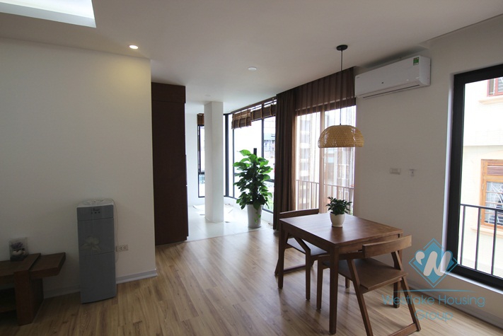 Bright and new one bedroom apartment for rent in Van Cao street, Ba Dinh district, Ha Noi